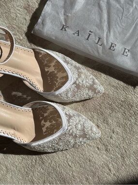 Kailee P. White Embroidered Lace Pointed-Toe Women’s Heels